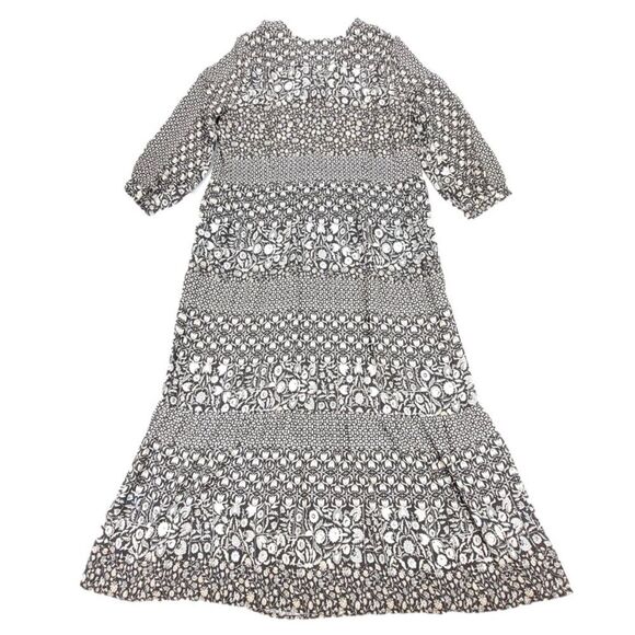 J MCLAUGHLIN Hortense Cottagecore Tiered Midi Dress Black Cream Boho Print XL - Picture 5 of 6